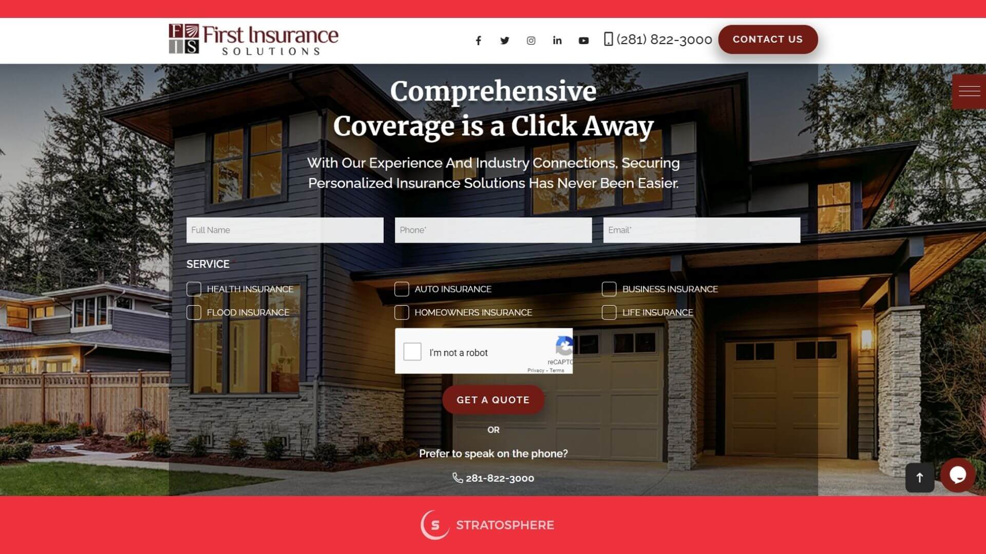 First Insurance website showing forms with limited fields and quick filling options