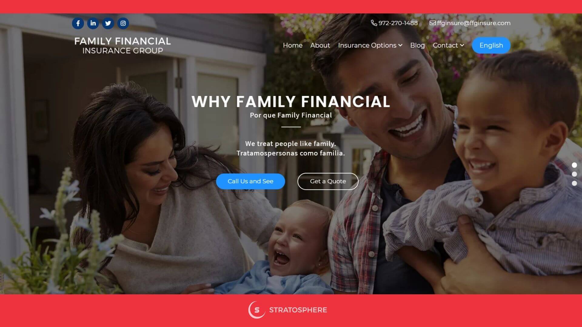 Family Financial Insurance Website using two languages to target foreigner community